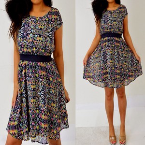 navy blue and coral dress