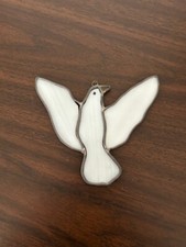 Vtg Stained Glass Window Sun CatcherHanging Dove approx 5"x5"