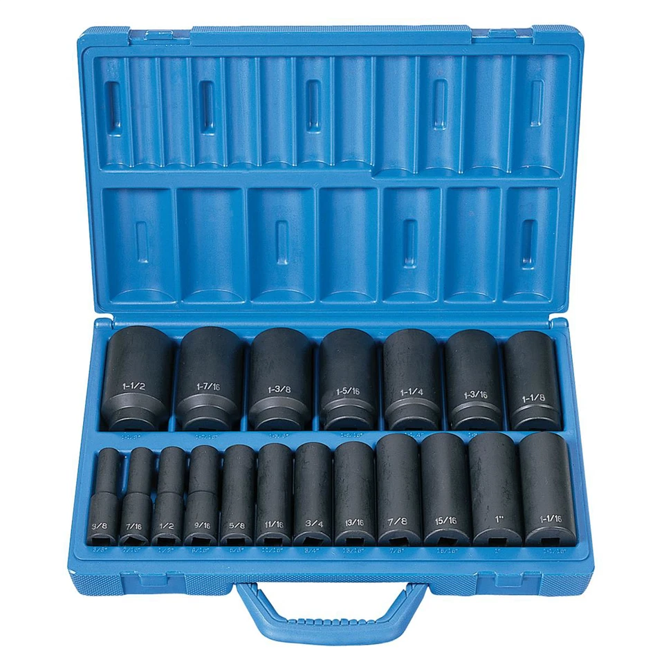 Grey Pneumatic 1319D 1/2" Drive 19-Piece Deep Length Fractional Master Set Foto 2 de 2