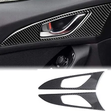 2PCS Real Carbon Fiber Interior Door Handle Panel Overlay Cover Fits 14-18 Axela
