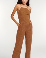 Abercrombie  Fitch Burnt Orange Polka Dot Wide Leg Back Tie Jumpsuit Sz M NEW