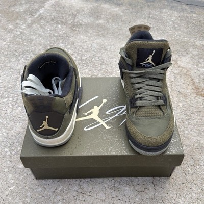 Jordan Air Jordan 4 Olive Greens Suede Kids Sneaker 6Y With Box Great Condition 