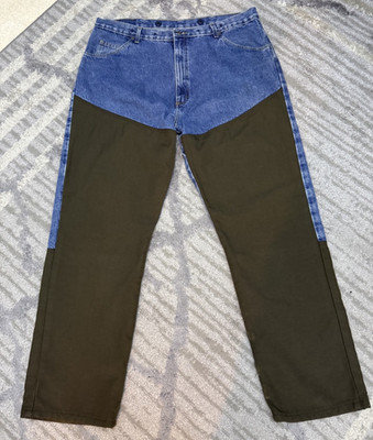 Vtg Wrangler ProGear Hunting Pants 42x32 Denim Canvas Upland Brush Duck Chaps