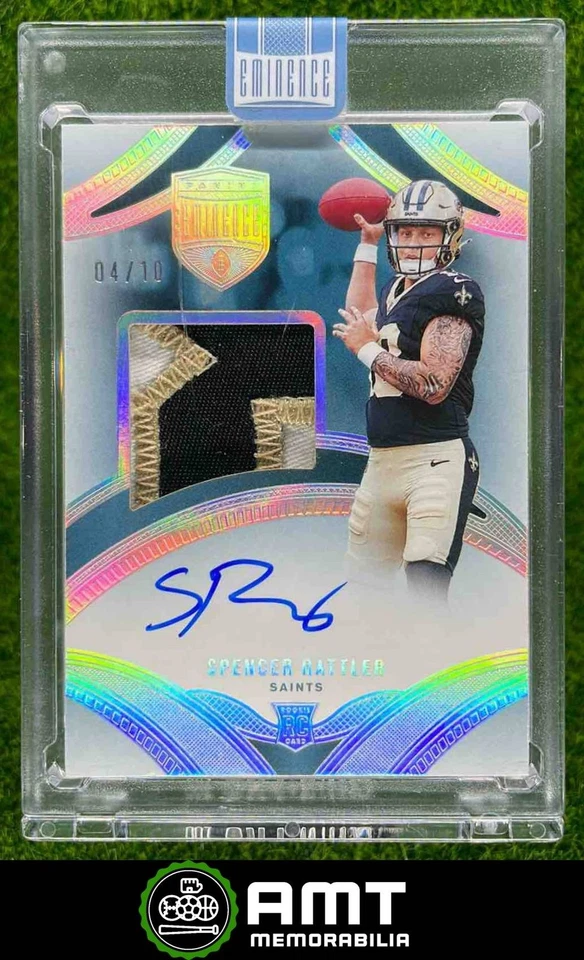 2024 Panini Eminence Spencer Rattler RC Patch Auto 4/10 New Orleans Saints
