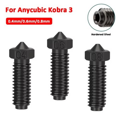 Hardened Steel Nozzle Part For Anycubic Kobra 3 3D Printer 0.4mm 0.6mm 0.8mm AEU