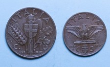 VITTORIO EMANUELE III COPPIA 5 10 CENTESIMI 1936 XVI IMPERO BB RAME REGNO ITALIA