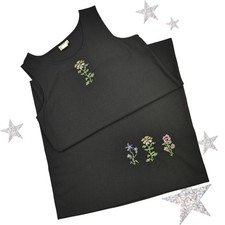 Vintage Shabby Chic Flower Cross-stitch Midi Shift Dress