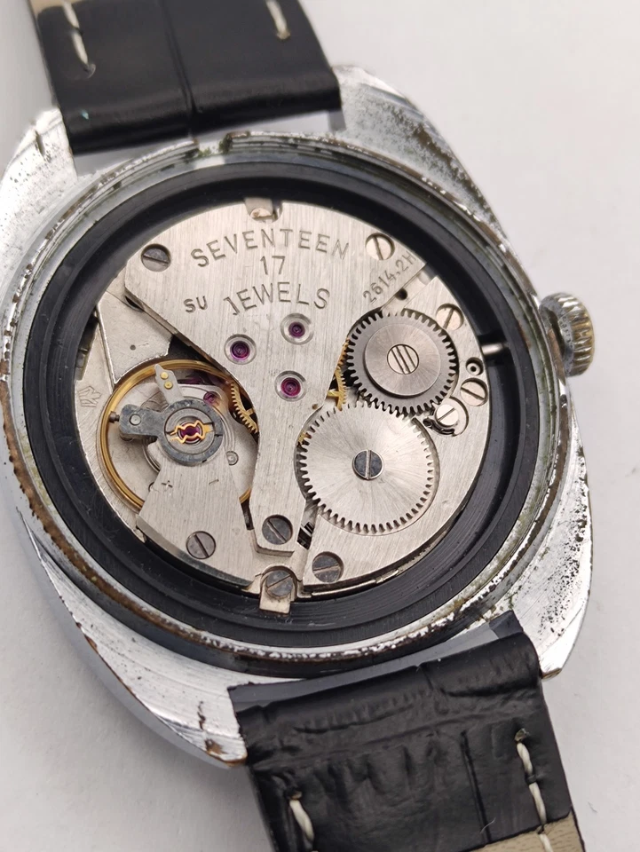 Reloj Vintage Poljot 2614 Fecha Soviética URSS Esfera Púrpura Hombres Mecánico Años 70 Foto 3 de 4