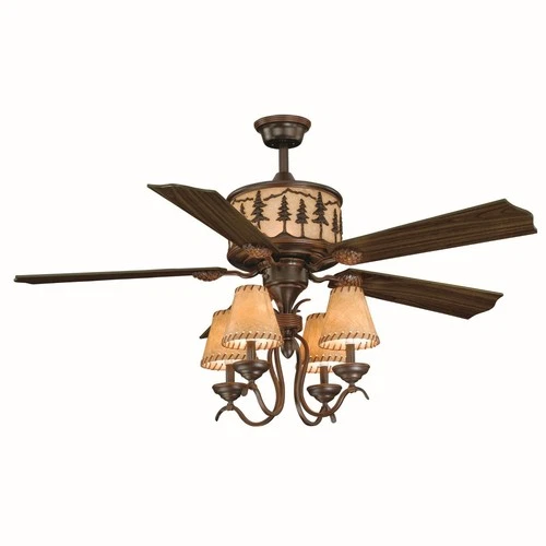 Yosemite 4-Light Ceiling Fan in Rustic Style 18 Inches Tall and 56 Inches Wide - Picture 6 of 7