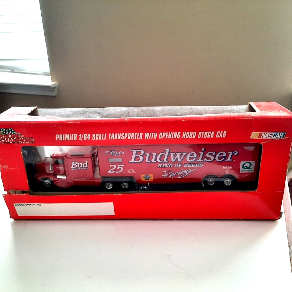 Ken Schrader Budweiser #25 Transporter 1/64 Nascar Racing Champions with Car - Image 2 of 4