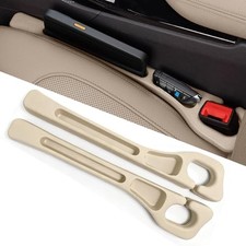 2PCS Universal Car Seat Gap Filler Organizer - No Drop Seat Guard with Beige