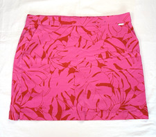 Rafaella Pink Carmine Rose Tropical Leaf Pull-On Activewear Skort Women's Sz XL