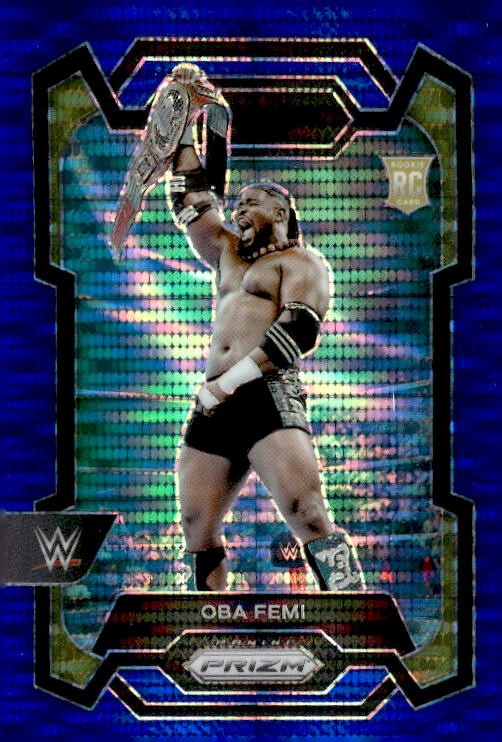 2024 Panini Prizm WWE #199 Oba Femi Blue Pulsar Prizms #/75