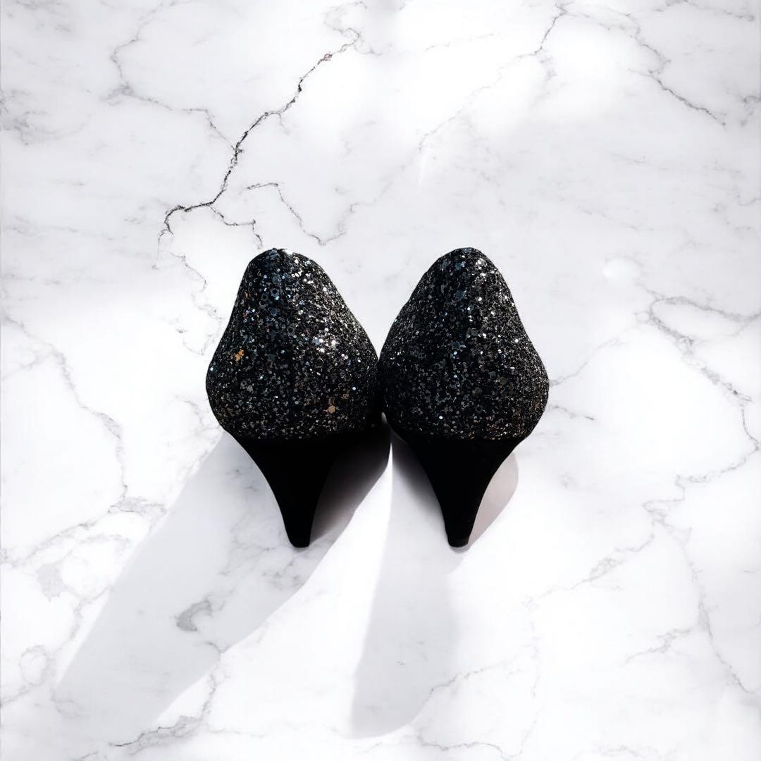 Saint Laurent decolte nere in pelle glitterata US 8 originali dal Giappone RA