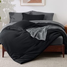Comforter Set - 6 Pieces Solid Size Bed in a Bag Bedding Set with Twin Black