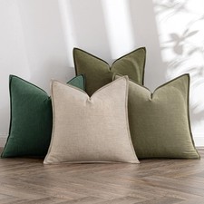 Neutral Green Linen Pillow Covers Decorative Natural Solid Throw