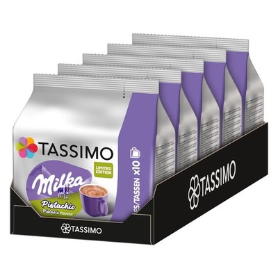 Tassimo Kapseln Milka Pistazie Kakao Getränk 50 Pads cremig 5 Packungen 10 Stück