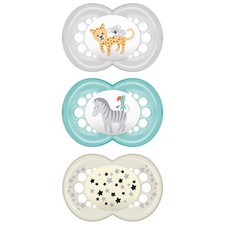 MAM Teal Silicone Baby Pacifiers 3 Pack Night Glow Orthodontic Comfort Shield