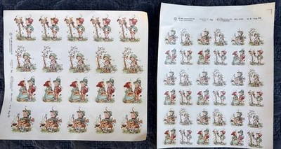 Vintage Romocolor Italy Decal Sheets   Hummel Style Bavarian Children. 2 Sheets