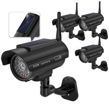 WALI Fake Security Camera 4 Pack Solar Battery LED Dummy CCTV Dome Indoor Out...