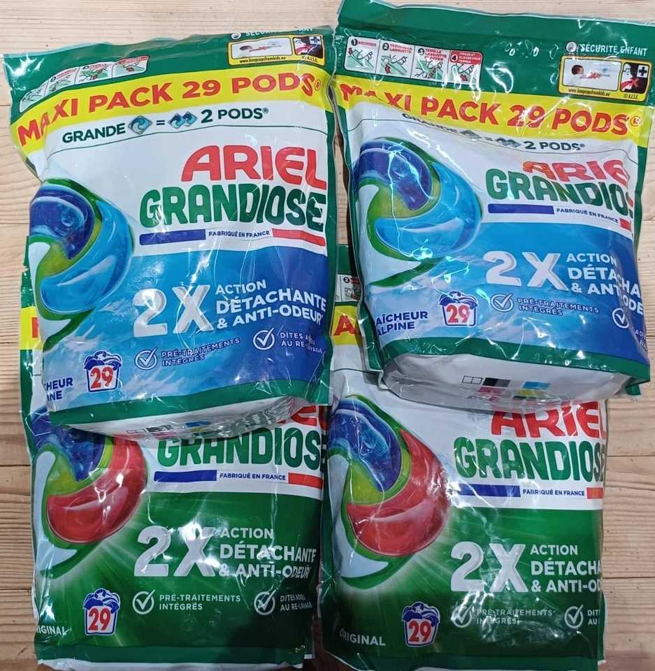 Lessive - Lot 4 Sachets Ariel Pods Grandiosa - Maxi Pack 29 Pods Neuf - Photo 1/1