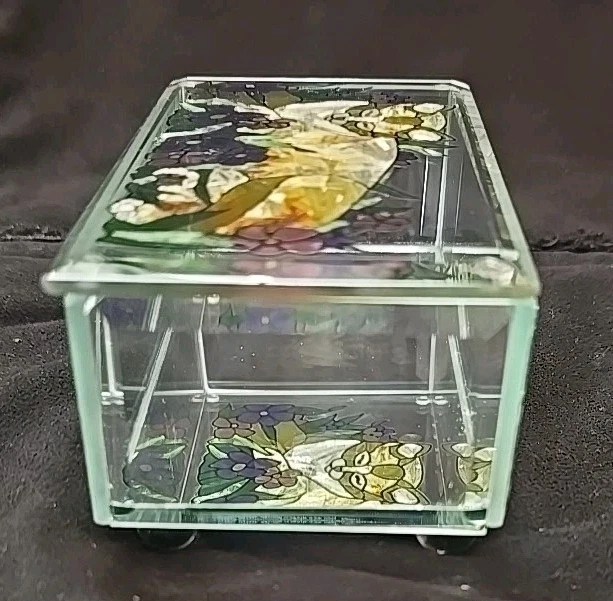 Vintage Joan Baker Designs Stain Glass Orange Cat Hand Painted Trinket Box  - Image 3 of 4