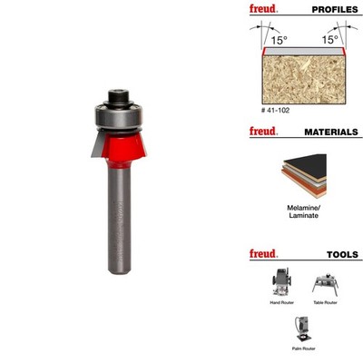 Freud 41-102 Bevel Trim Bit 19/32'' Dia 1/4'' Shank 15°