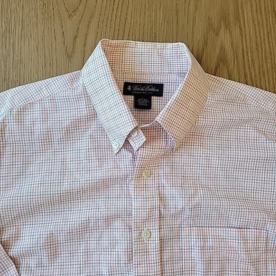 Brooks Brothers Shirt Large Long Sleeve Button Down Multicolor Check Non-Iron
