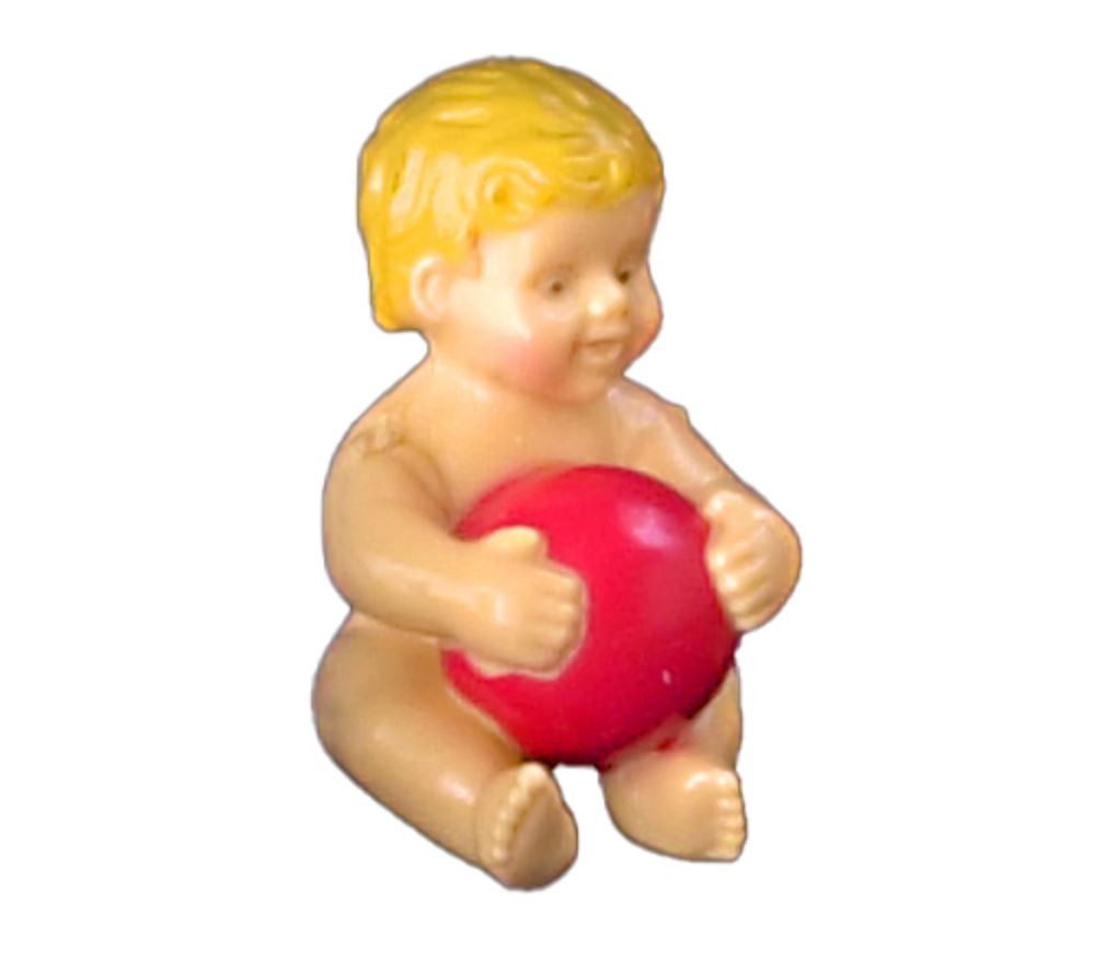 Dolls House Rubber Baby Sitting with Ball Miniature People Doll 1:12 Scale