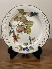 "Plato de postre decorativo Brunelli figuras Tiffany borde reticulado Italia cerámica 8"""