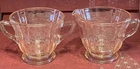 Indiana “Madrid Recollection” Pink Depression Glass Creamer/Sugar Set, Vintage