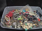 All BROKE Tangled Costume Jewelry Lot Vtg Mod Rhinestones Crafts Repurpose 6+ Lb