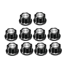 10Pcs 22.9x13.5mm Silver Tone Top Potentiometer Volume Control Rotary Knobs 