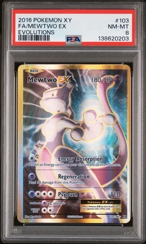 2016 POKEMON XY EVOLUTIONS #103 FULL ART/MEWTWO EX PSA 8