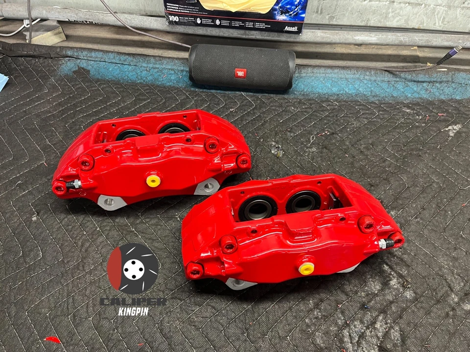 Juego de frenos de pinza delanteros con recubrimiento en polvo rojo brillante Acura TL tipo S 2004-2008 Foto 2 de 4