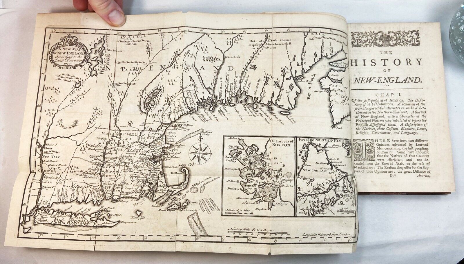 RARE - 2 vol Complete Book Set - History of New England by Neal 1747 with MAP