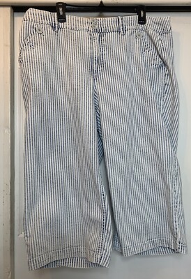 EST. 1948 Denim Capri Jeans Women's Plus 18W 40''x20'' Blue & White Stripes