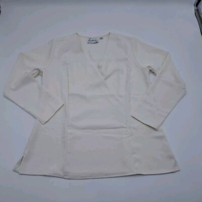 Linea by Louis Dell'Olio Wrapover Blouse Top Womens 6 Ivory Long Sleeve Pullover