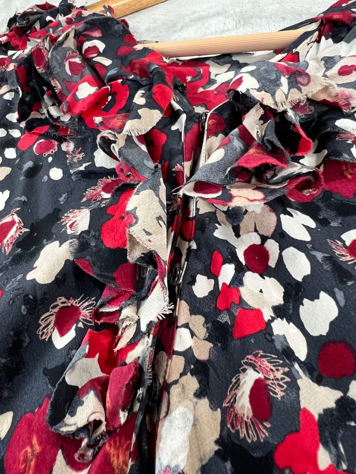 Abito Moschino economico e chic rosso aderente e svasato floreale taglia 8 Made in ITALY