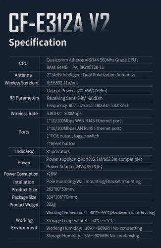 3-5KM 2.4Ghz 5.8Ghz 300Mbps Outdoor Wireless Radio Bridge CPERouter Wi Fi Signa - 第 6/9 張圖片
