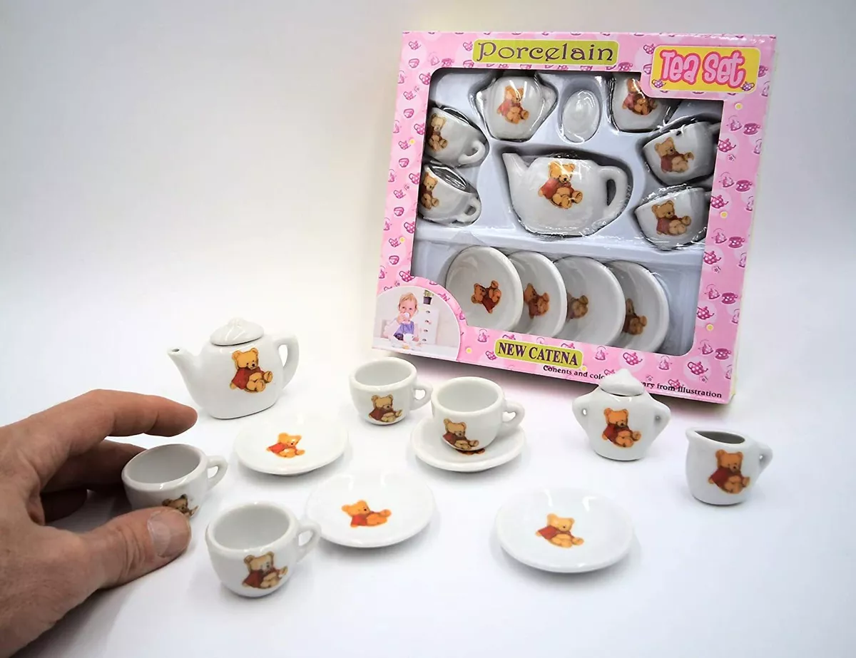 Real Ceramic Porcelain Toy Tea Set Graphic will vary