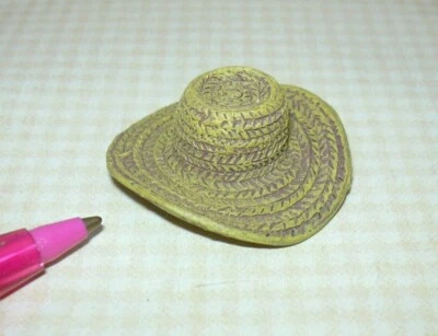 TOWN SQUARE MINIATURES Miniature Solid Resin "Straw" Hat, High Detail: DOLLHOUSE Gardening 1:12 Scale