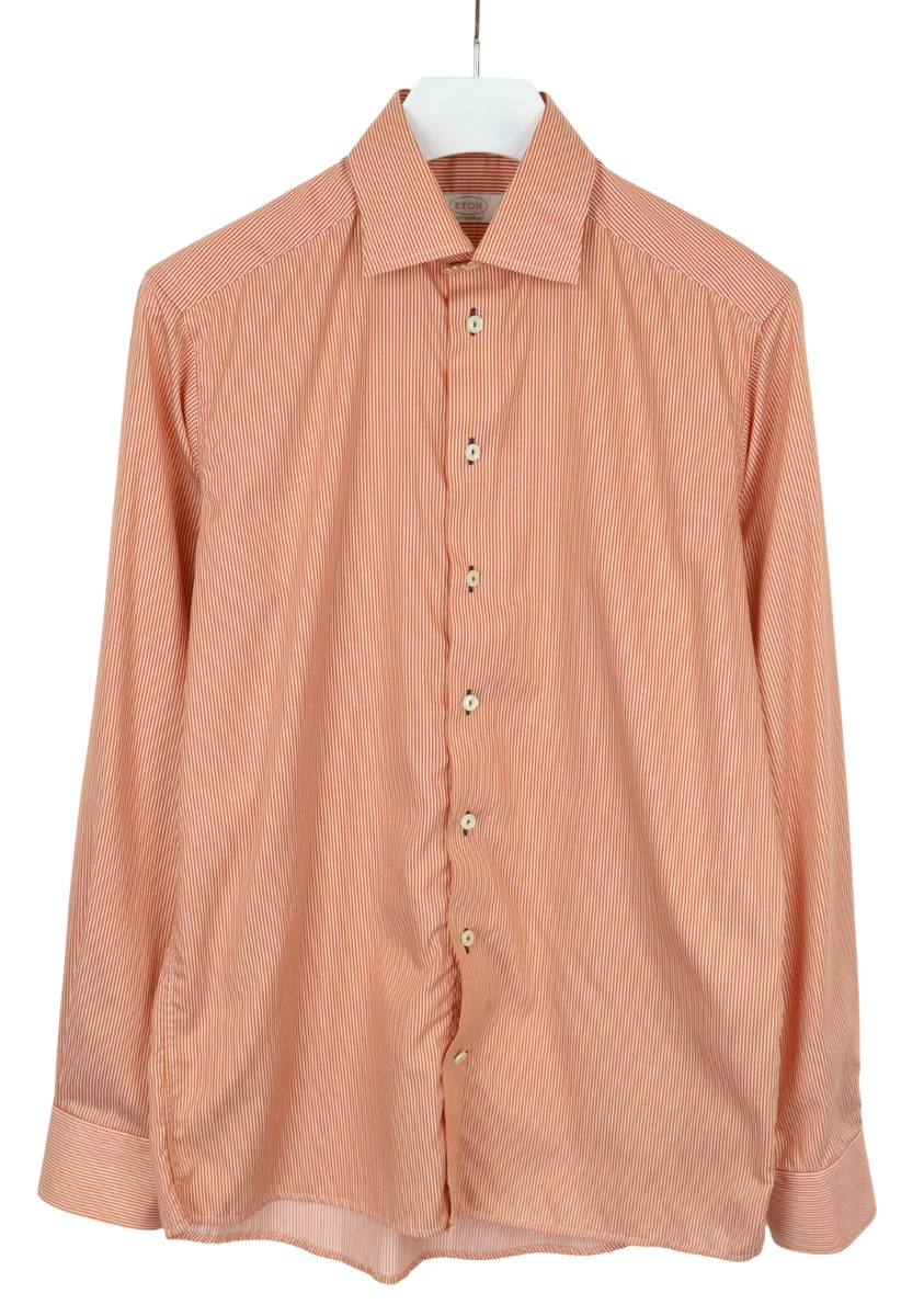 Chemise Homme Enzo Nucci AJJ777 Orange Taille S (col 37-38) - Slim Fit, Manches Courtes, Neuf