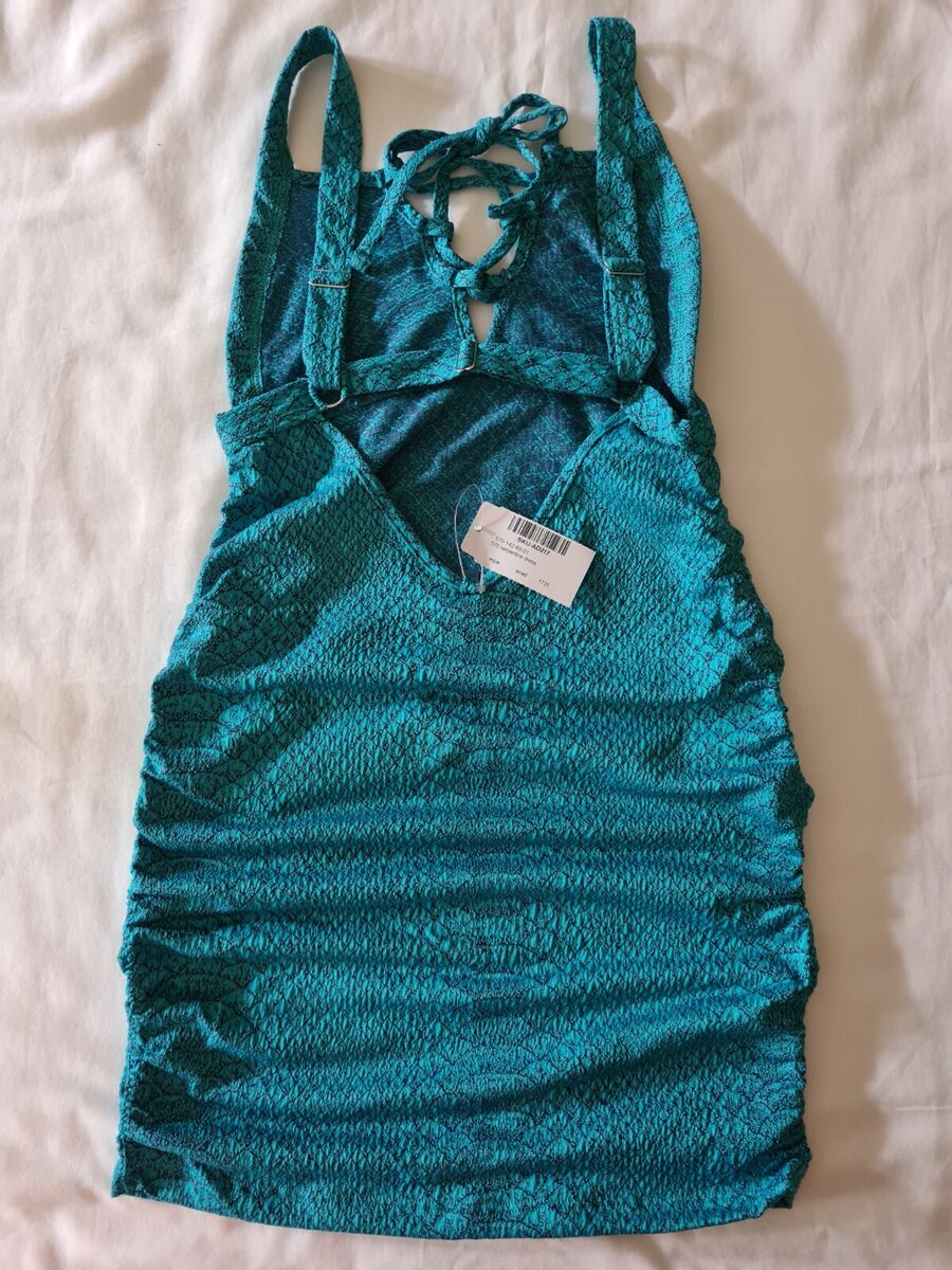 New WICKED WEASEL 570 Serpentine Dress - Aqua - Small Old New WICKED WEASEL 570 Serpentine Dress - Aqua - Small Old