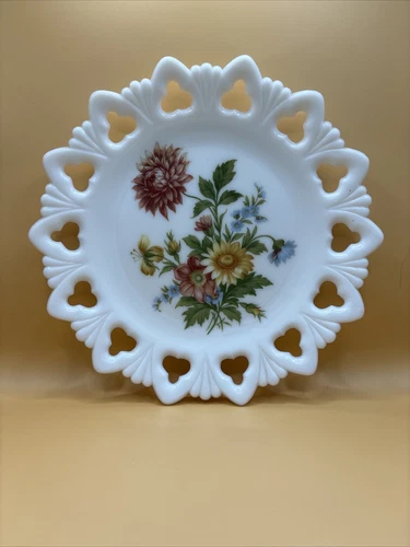 Vintage Mid Century Kemple Milk Glass Plate 9.5 Inch