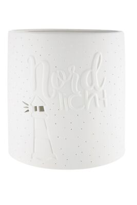 Tischlampe NORDLICHT mit Leuchtturm weiß H. 20cm aus Porzellan Gilde
