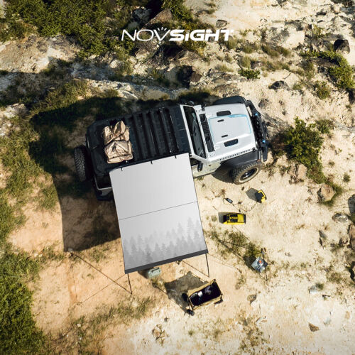 NOVSIGHT Auto Seitenmarkise Dach Ausziehzelt 420D Unterstand Schatten Camping Reise - Bild 10 von 14