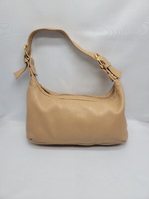 Rockport Faux Leather Shoulder Bag Tan/ Beige Gold Accents RARE