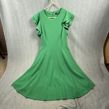 Chaps Dress Woman’s 10 Green Flutter Sleeves Full Skirt