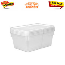 Set of 4 Sterilite 12 Qt. Clear Plastic Storage Boxes with Snap-On Lid, White